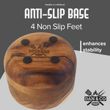 Wooden kitchen container with anti-slip base and four non-slip feet for stability
