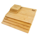 Bamboo wooden placemats and coasters set of 4, eco-friendly kitchenware on white background