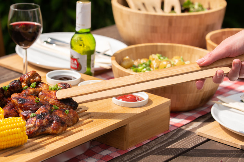 BBQ Gift Bundle - Chopping Board + 45cm Long Bamboo Tongs