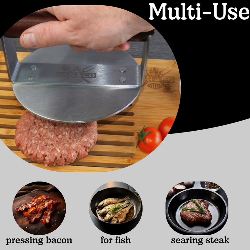 6 Inch Heavy Duty Stainless Steel Burger Press - 3 mm Thick