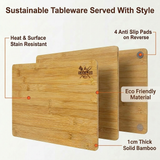 Set of rectangular bamboo placemats with anti-slip pads, eco-friendly, heat resistant.