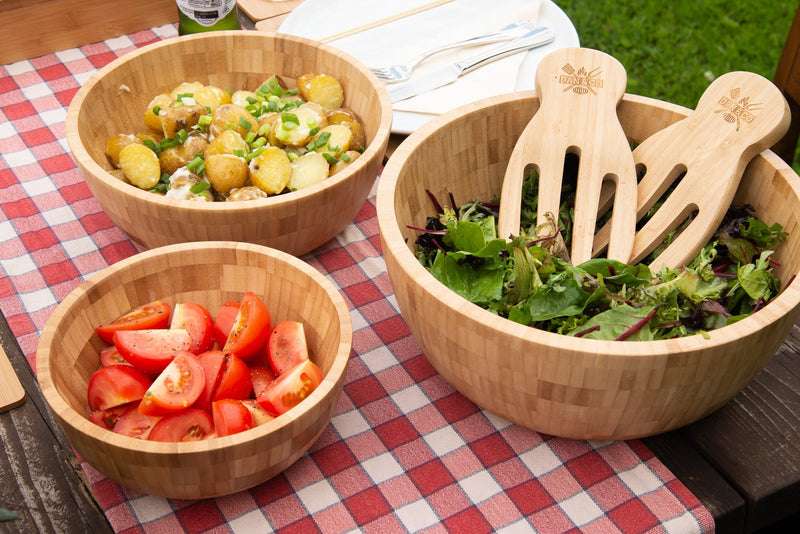 Pampered Chef Wood Salad Bowl & Servers Set