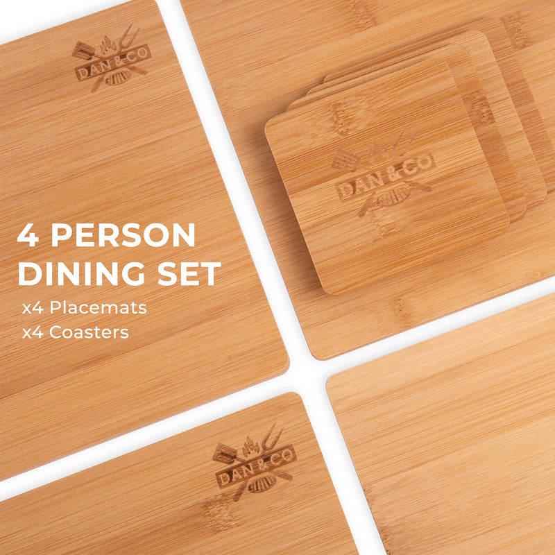 Bamboo Wooden Placemats and Coasters Sets of 4  Dan&Co detail view 