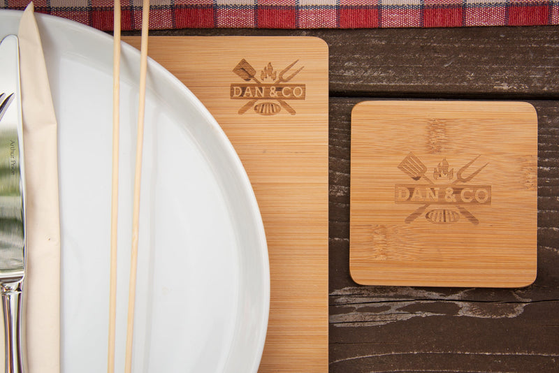 Bamboo Wooden Placemats and Coasters Sets of 4  Dan&Co Front view