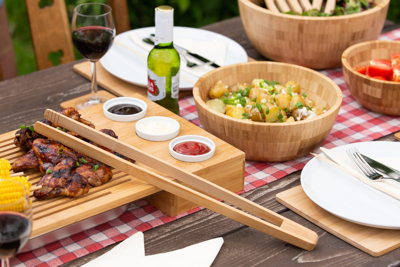 BBQ GIFT BUNDLE - Chopping Board + Bamboo Tongs + Apron