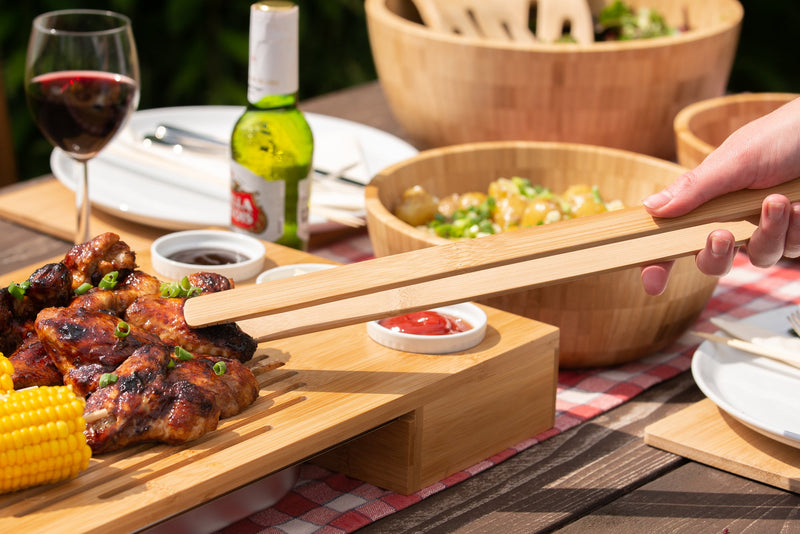 BBQ GIFT BUNDLE - Chopping Board + Bamboo Tongs + Apron